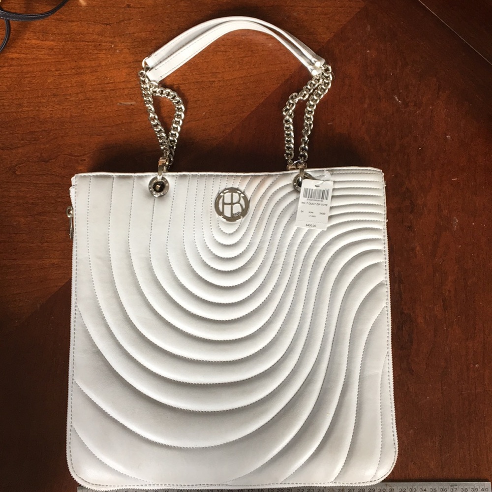 Henri Bendel purse with silver detail - light grey